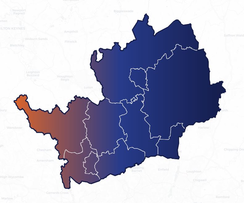 Map image of Hertfordshire